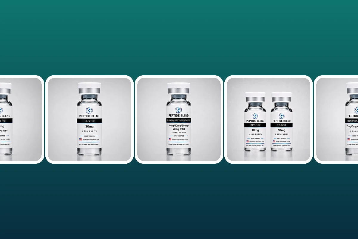 P-BlendCo lyophilized research vials and sealed packaging